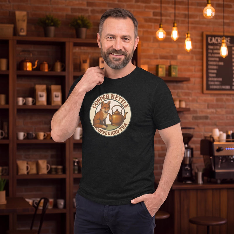 Fox & Kettle Logo Unisex T‑Shirt – Soft, Versatile Cotton Blend | Copper Kettle Coffee & Tea