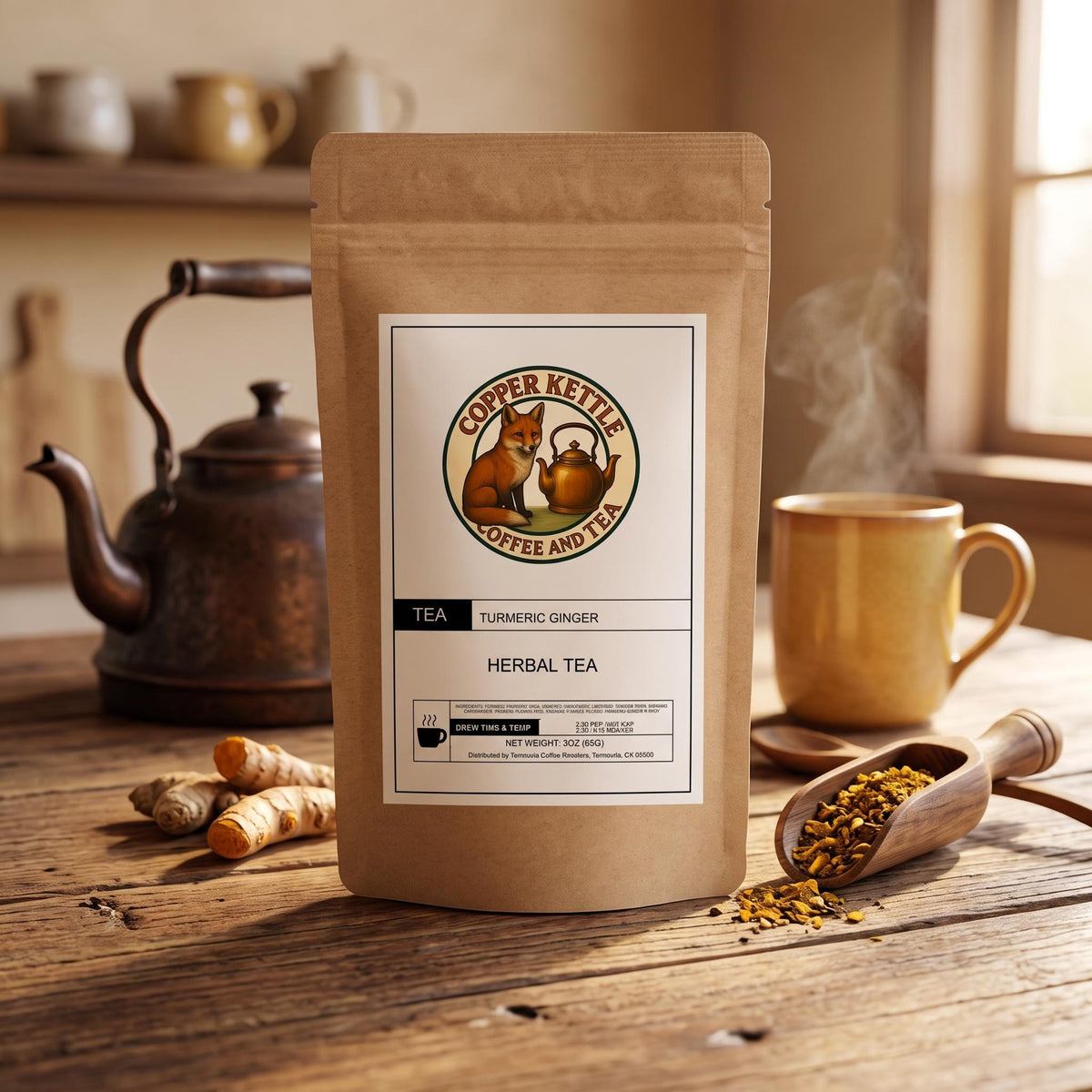 Turmeric Ginger Herbal Tea – Caffeine‑Free Citrus & Lemongrass Wellness Blend