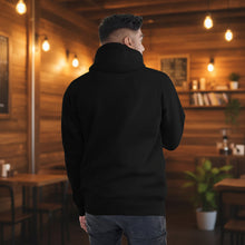 Copper Kettle Coffee and Tea unisex hoodie in soft cotton blend with sizing chart