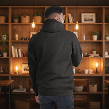 Copper Kettle Coffee and Tea unisex hoodie in soft cotton blend with sizing chart