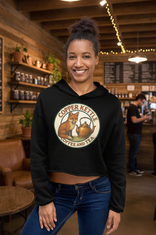Crop Hoodie by My StCopper Kettle Coffee women's crop top hoodie with raw hem and drawstringsore