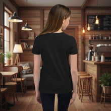 Youth short sleeve t-shirt with Copper Kettle Coffee and Tea logo, soft breathable cotton blend, available in sizes S to XL